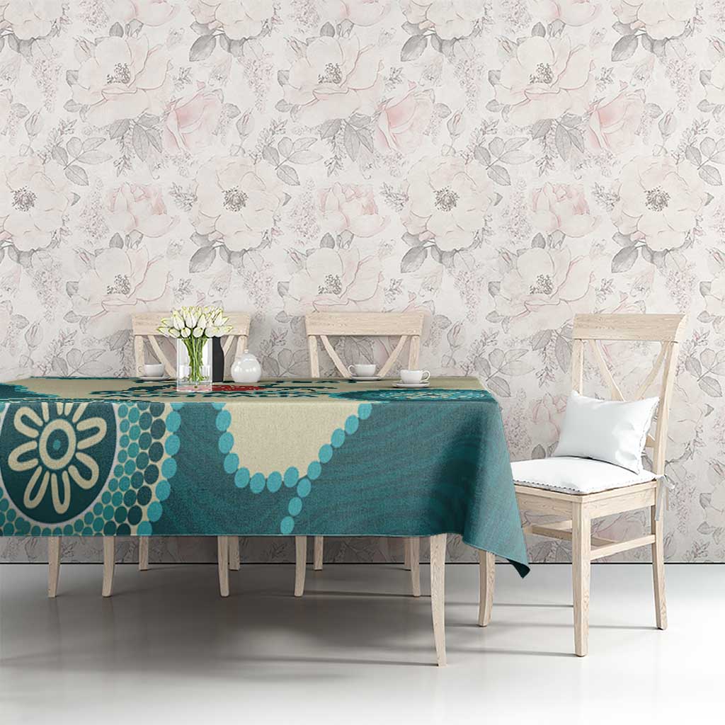 Custom Australia Boomers Tablecloth Aboriginal With Marble Pattern - Cyan