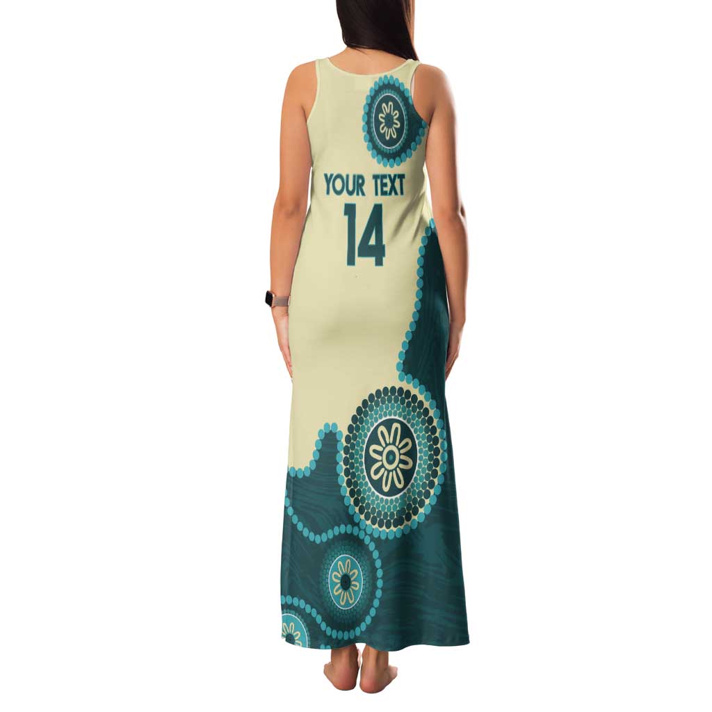 Custom Australia Boomers Tank Maxi Dress Aboriginal With Marble Pattern - Cyan