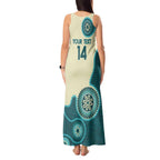 Custom Australia Boomers Tank Maxi Dress Aboriginal With Marble Pattern - Cyan