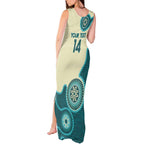 Custom Australia Boomers Tank Maxi Dress Aboriginal With Marble Pattern - Cyan