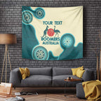 Custom Australia Boomers Tapestry Aboriginal With Marble Pattern - Cyan