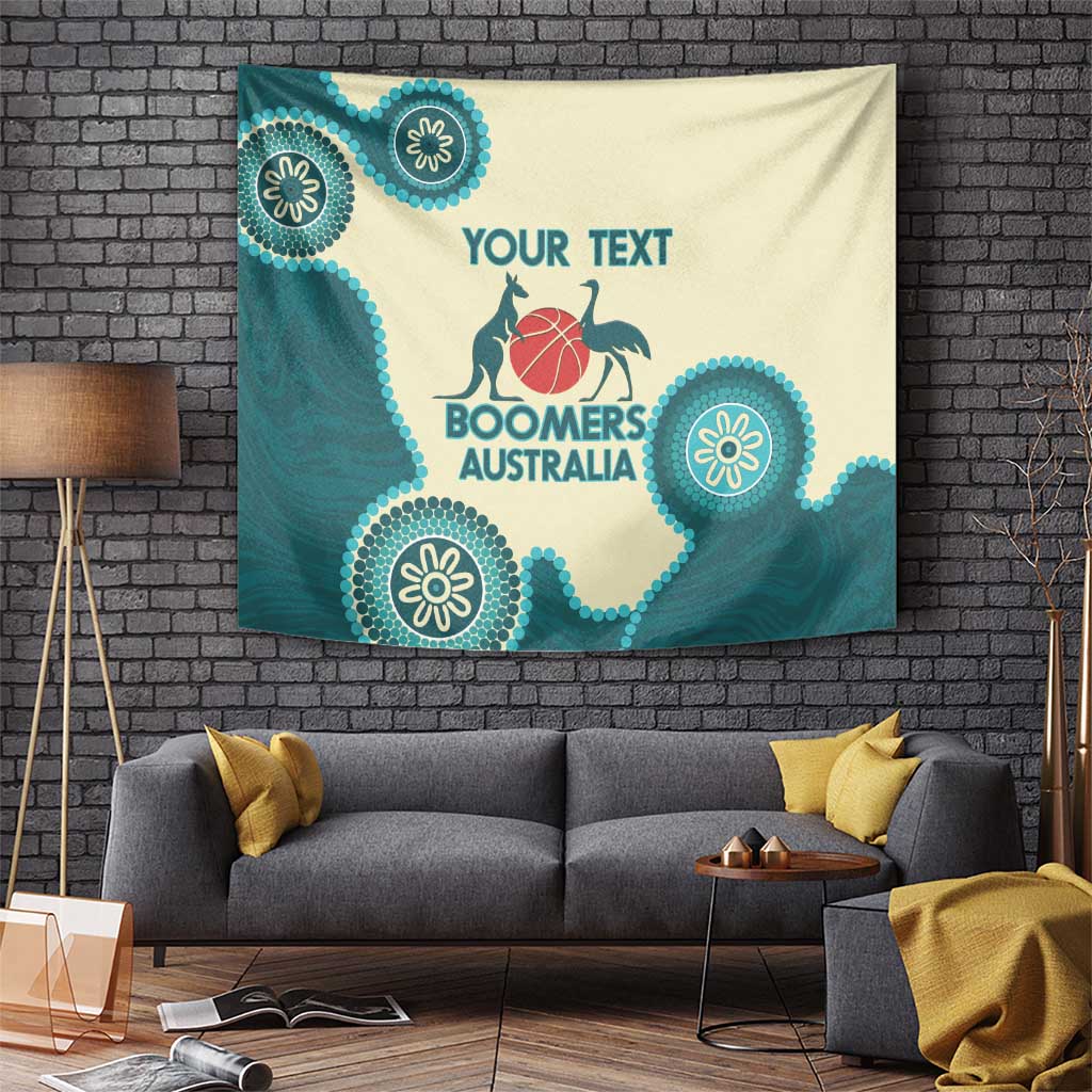 Custom Australia Boomers Tapestry Aboriginal With Marble Pattern - Cyan