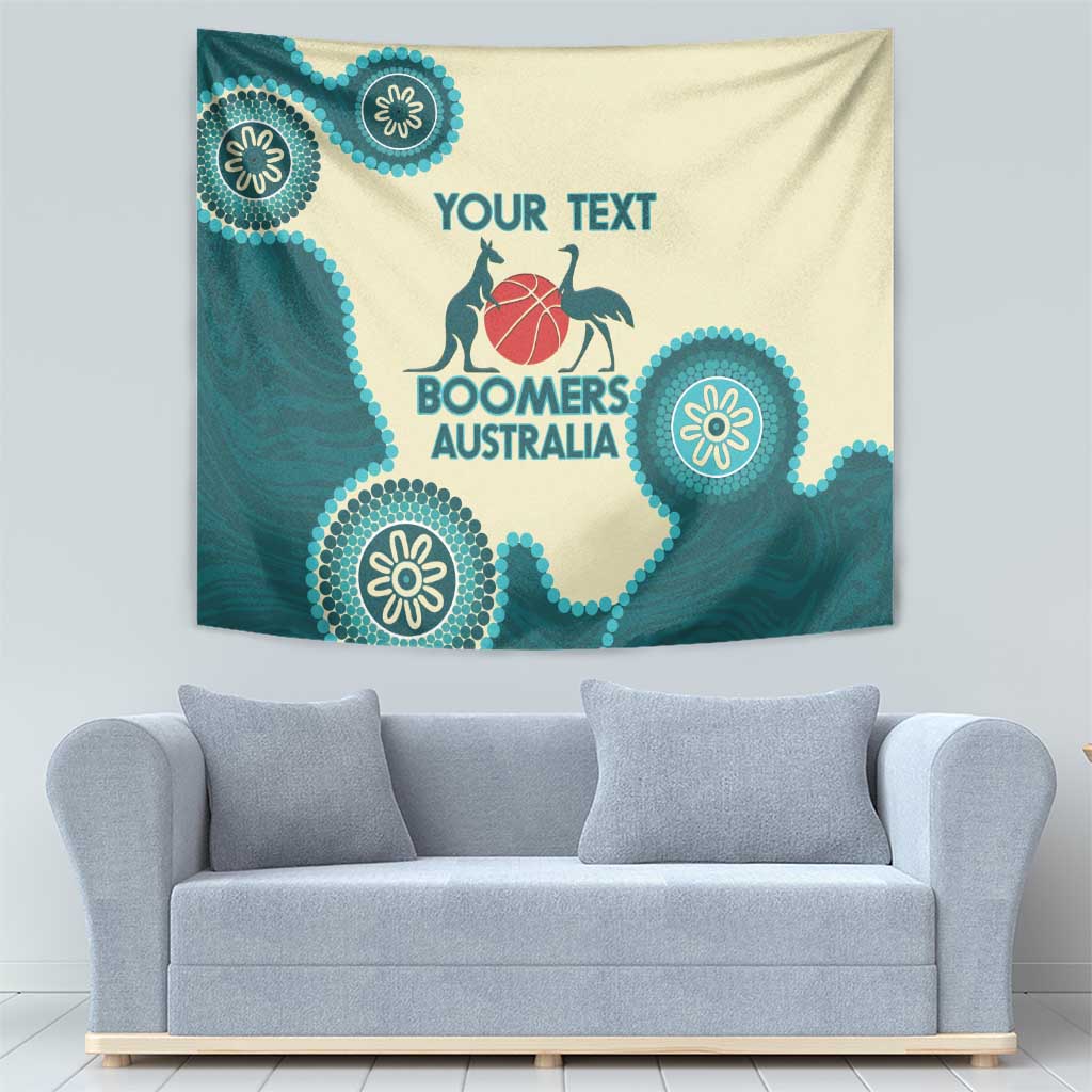 Custom Australia Boomers Tapestry Aboriginal With Marble Pattern - Cyan