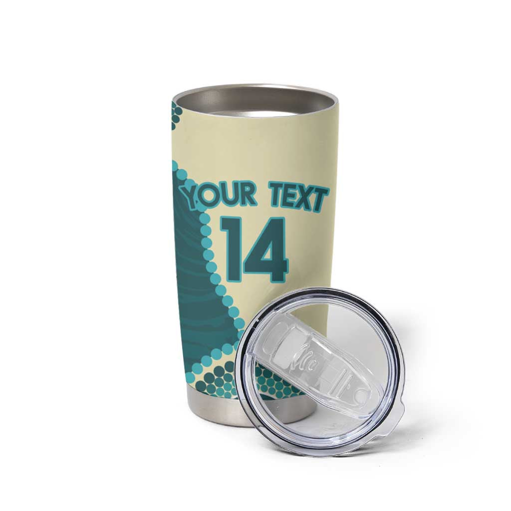 Custom Australia Boomers Tumbler Cup Aboriginal With Marble Pattern - Cyan