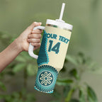Custom Australia Boomers Tumbler With Handle Aboriginal With Marble Pattern - Cyan