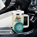 Custom Australia Boomers Tumbler With Handle Aboriginal With Marble Pattern - Cyan