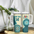 Custom Australia Boomers Tumbler With Handle Aboriginal With Marble Pattern - Cyan