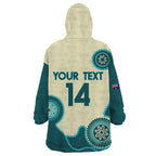 Custom Australia Boomers Wearable Blanket Hoodie Aboriginal With Marble Pattern - Cyan