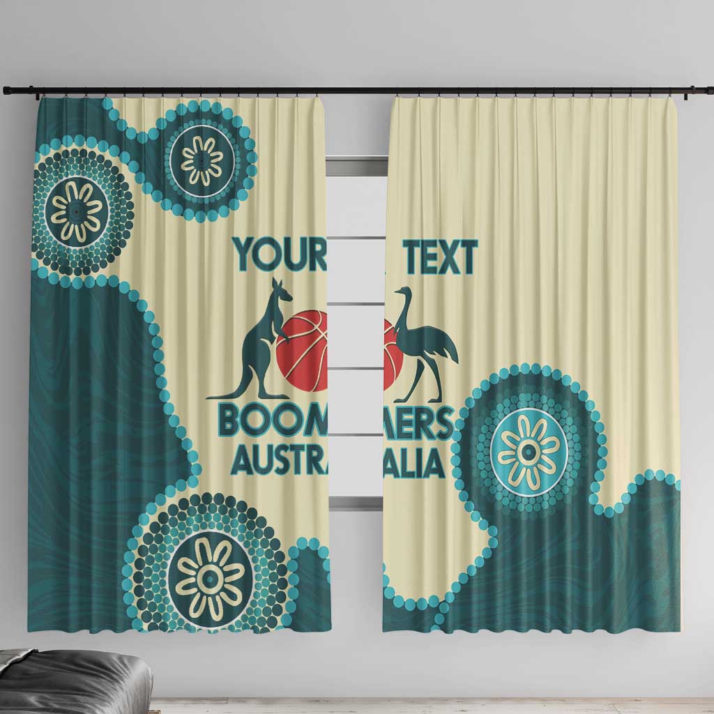 Custom Australia Boomers Window Curtain Aboriginal With Marble Pattern - Cyan
