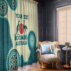Custom Australia Boomers Window Curtain Aboriginal With Marble Pattern - Cyan