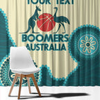 Custom Australia Boomers Window Curtain Aboriginal With Marble Pattern - Cyan