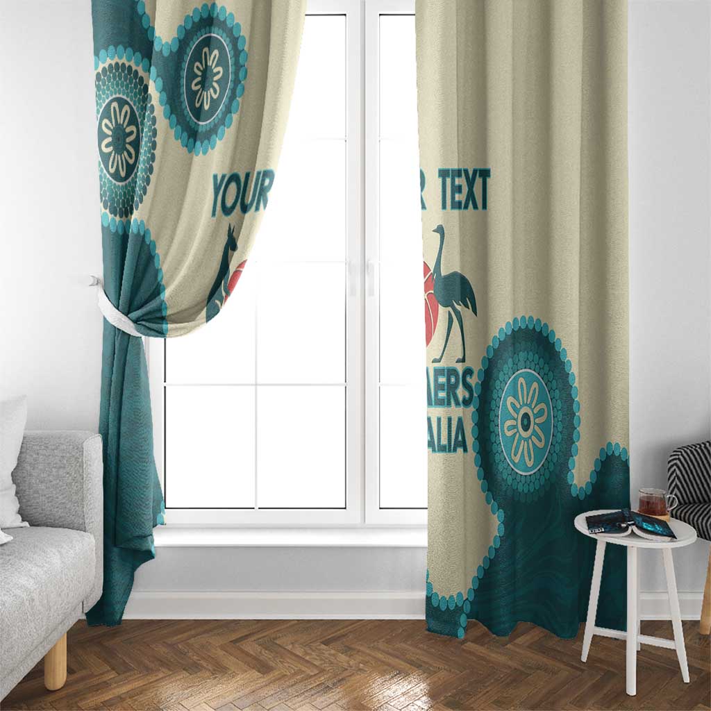 Custom Australia Boomers Window Curtain Aboriginal With Marble Pattern - Cyan