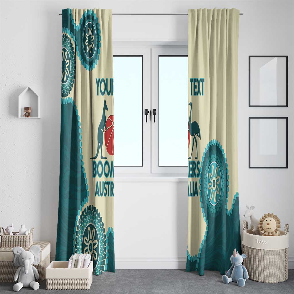 Custom Australia Boomers Window Curtain Aboriginal With Marble Pattern - Cyan