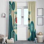 Custom Australia Boomers Window Curtain Aboriginal With Marble Pattern - Cyan