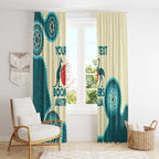 Custom Australia Boomers Window Curtain Aboriginal With Marble Pattern - Cyan