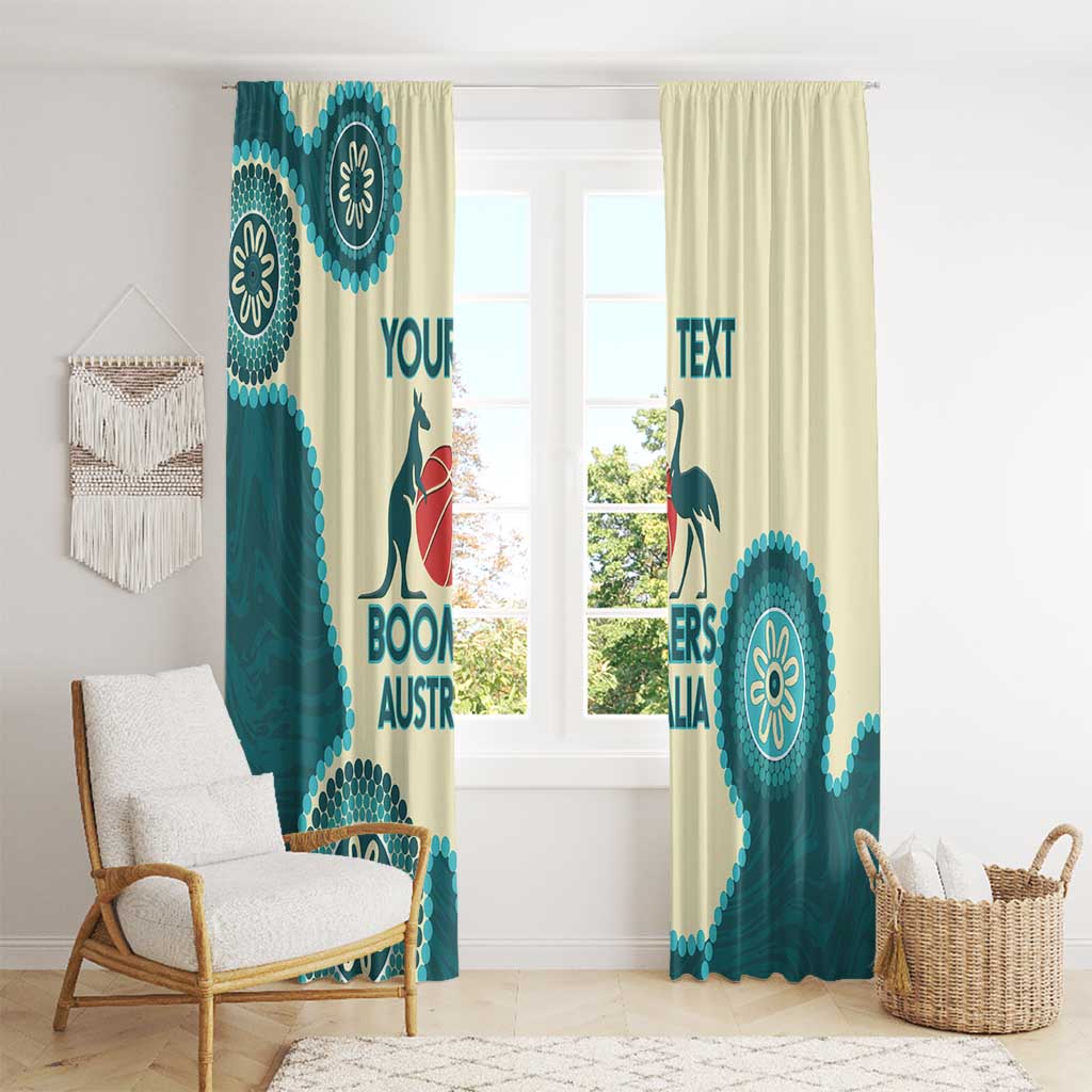 Custom Australia Boomers Window Curtain Aboriginal With Marble Pattern - Cyan