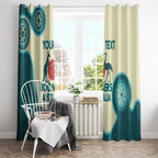 Custom Australia Boomers Window Curtain Aboriginal With Marble Pattern - Cyan