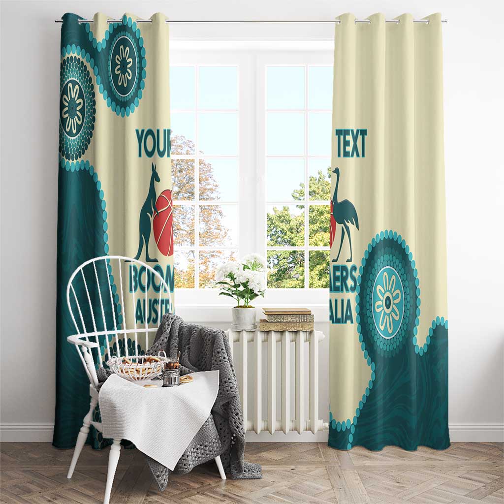 Custom Australia Boomers Window Curtain Aboriginal With Marble Pattern - Cyan