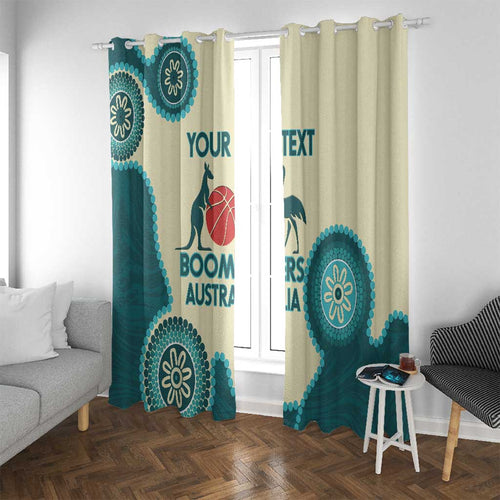 Custom Australia Boomers Window Curtain Aboriginal With Marble Pattern - Cyan