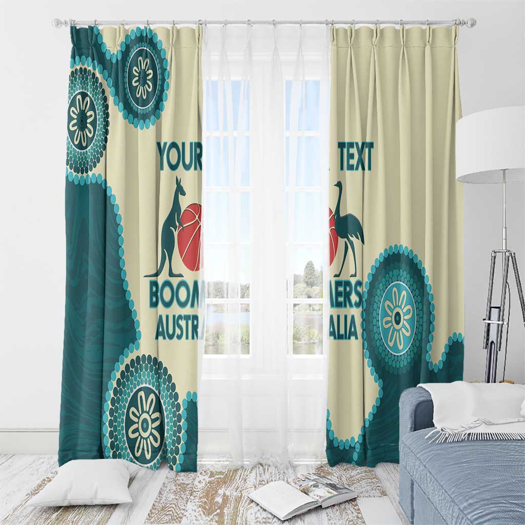 Custom Australia Boomers Window Curtain Aboriginal With Marble Pattern - Cyan