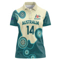 Custom Australia Boomers Women Polo Shirt Aboriginal With Marble Pattern - Cyan