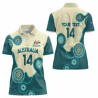 Custom Australia Boomers Women Polo Shirt Aboriginal With Marble Pattern - Cyan