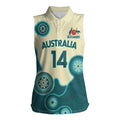 Custom Australia Boomers Women Sleeveless Polo Shirt Aboriginal With Marble Pattern - Cyan