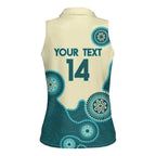 Custom Australia Boomers Women Sleeveless Polo Shirt Aboriginal With Marble Pattern - Cyan