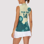 Custom Australia Boomers Women Sleeveless Polo Shirt Aboriginal With Marble Pattern - Cyan