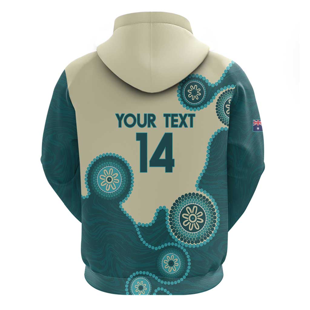 Custom Australia Boomers Zip Hoodie Aboriginal With Marble Pattern - Cyan