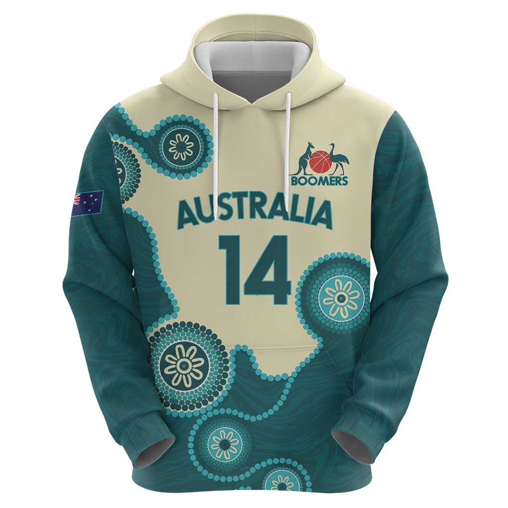 Custom Australia Boomers Zip Hoodie Aboriginal With Marble Pattern - Cyan