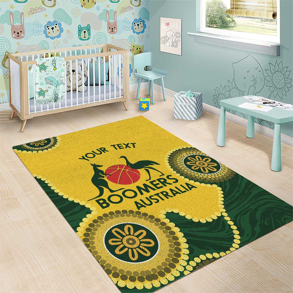 Custom Australia Boomers Area Rug Aboriginal With Marble Pattern - Yellow