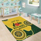 Custom Australia Boomers Area Rug Aboriginal With Marble Pattern - Yellow