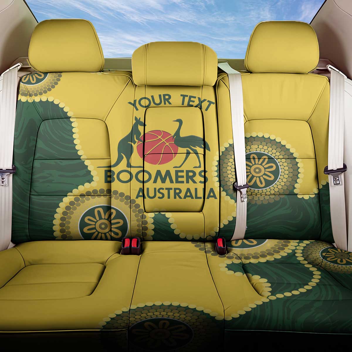 Custom Australia Boomers Back Car Seat Cover Aboriginal With Marble Pattern - Yellow
