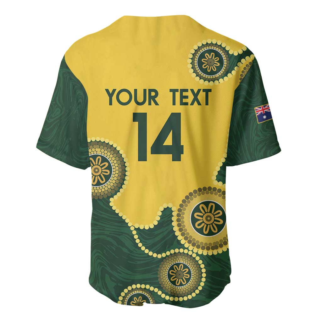 Custom Australia Boomers Baseball Jersey Aboriginal With Marble Pattern - Yellow