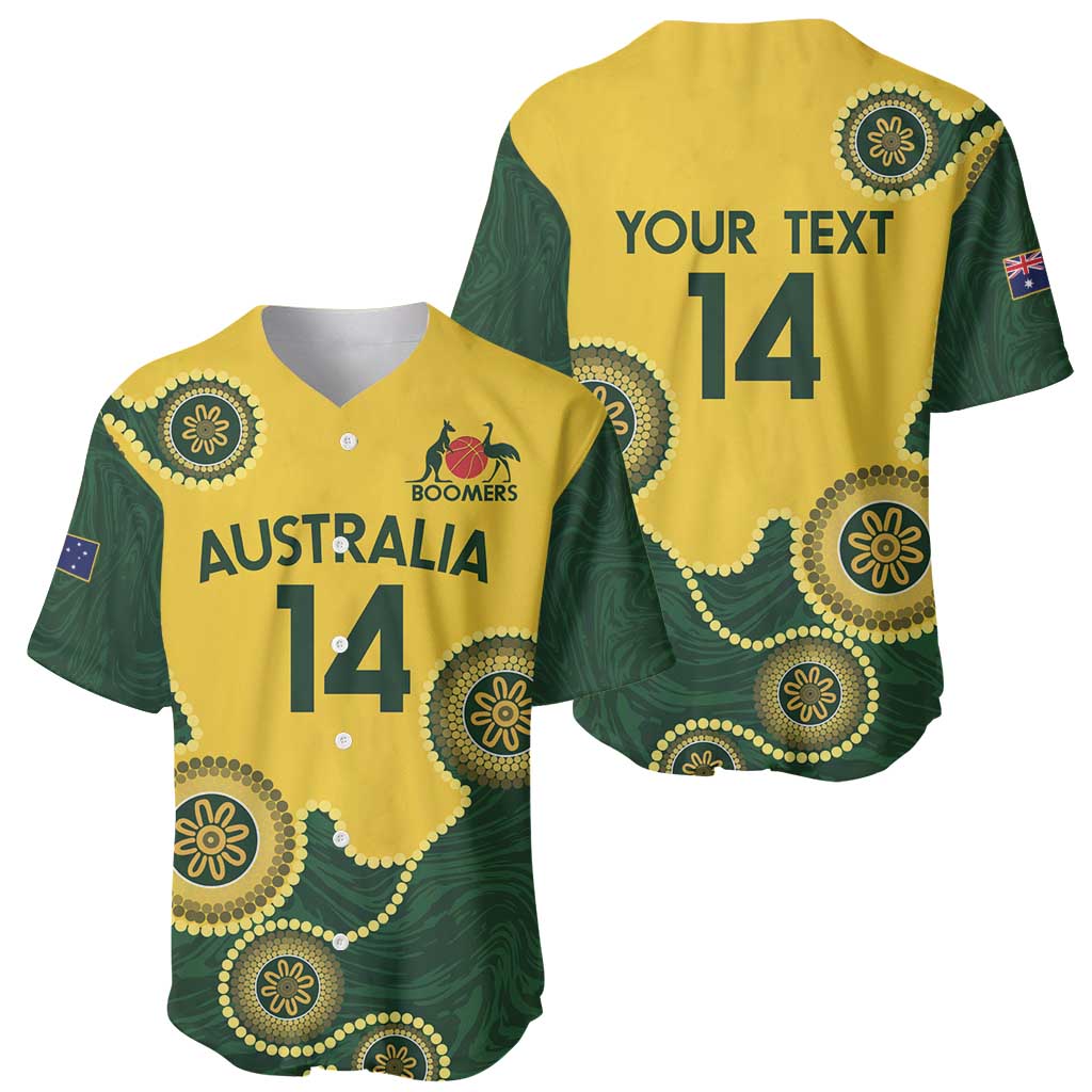 Custom Australia Boomers Baseball Jersey Aboriginal With Marble Pattern - Yellow