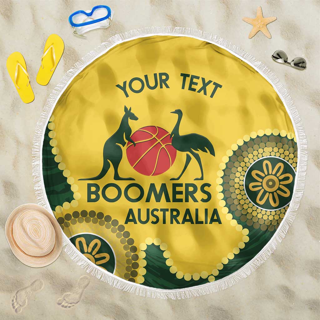 Custom Australia Boomers Beach Blanket Aboriginal With Marble Pattern - Yellow