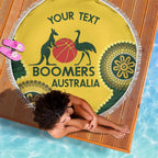 Custom Australia Boomers Beach Blanket Aboriginal With Marble Pattern - Yellow