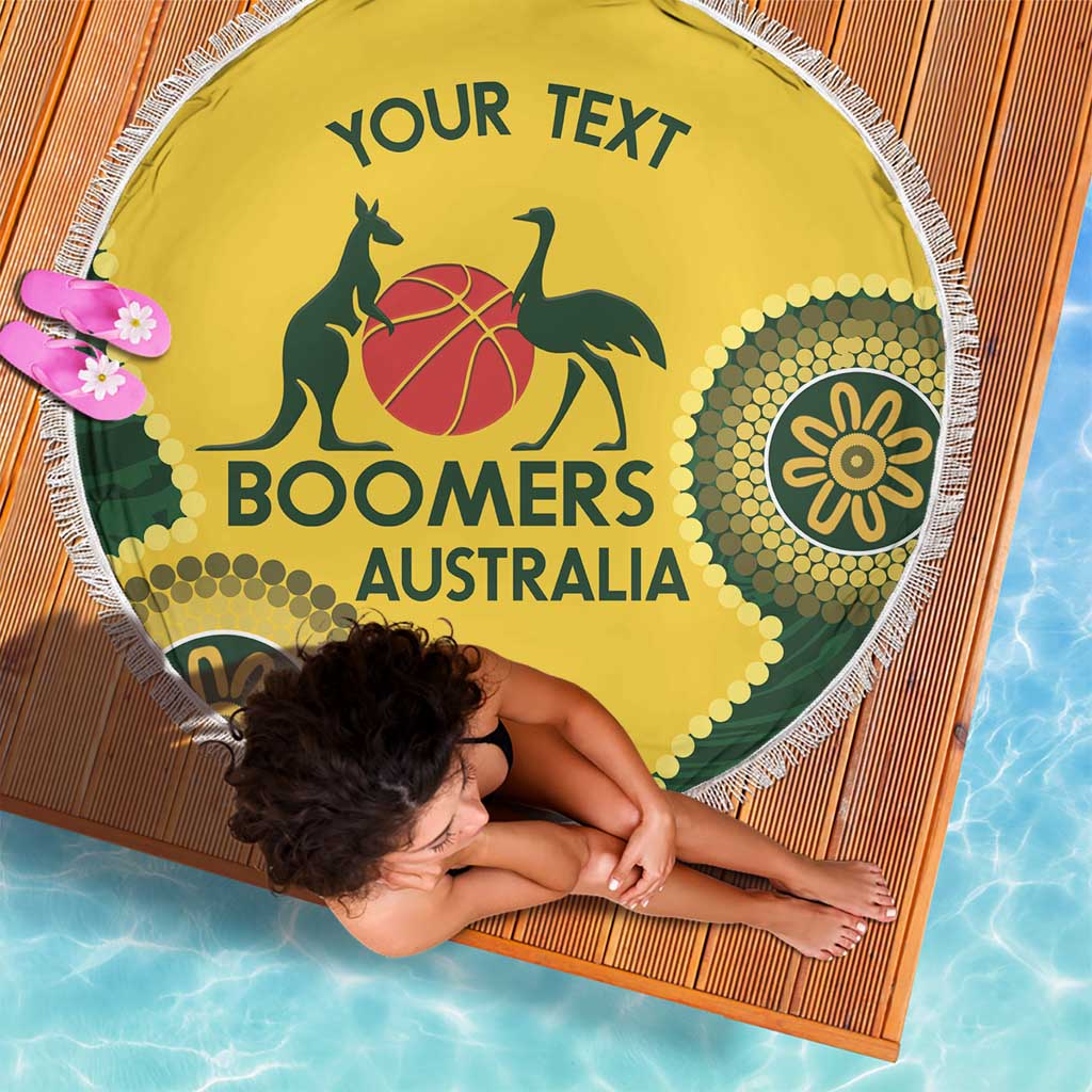 Custom Australia Boomers Beach Blanket Aboriginal With Marble Pattern - Yellow