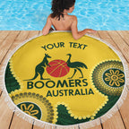 Custom Australia Boomers Beach Blanket Aboriginal With Marble Pattern - Yellow