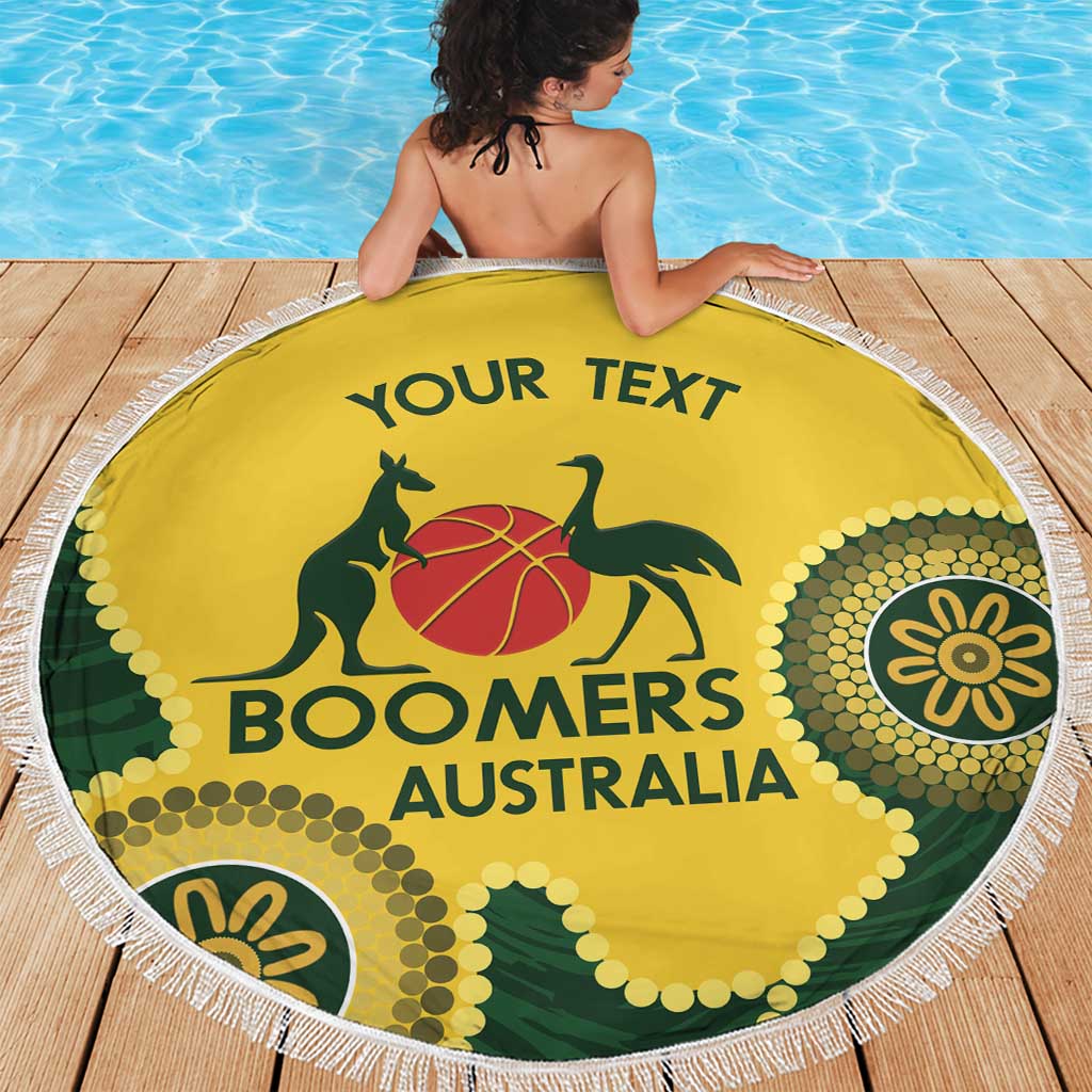 Custom Australia Boomers Beach Blanket Aboriginal With Marble Pattern - Yellow