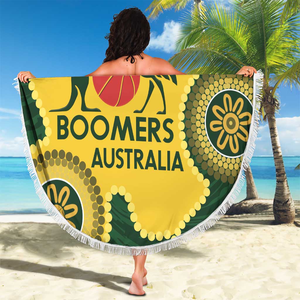 Custom Australia Boomers Beach Blanket Aboriginal With Marble Pattern - Yellow