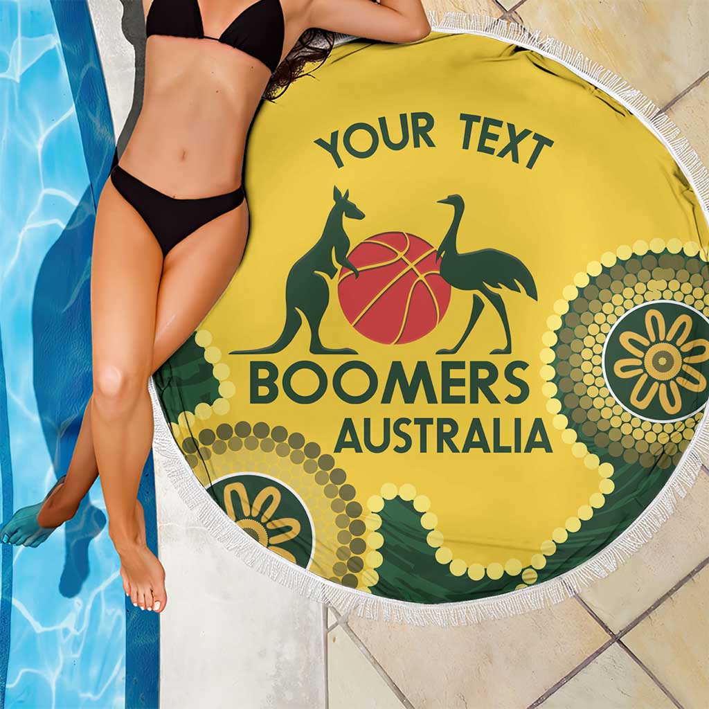 Custom Australia Boomers Beach Blanket Aboriginal With Marble Pattern - Yellow