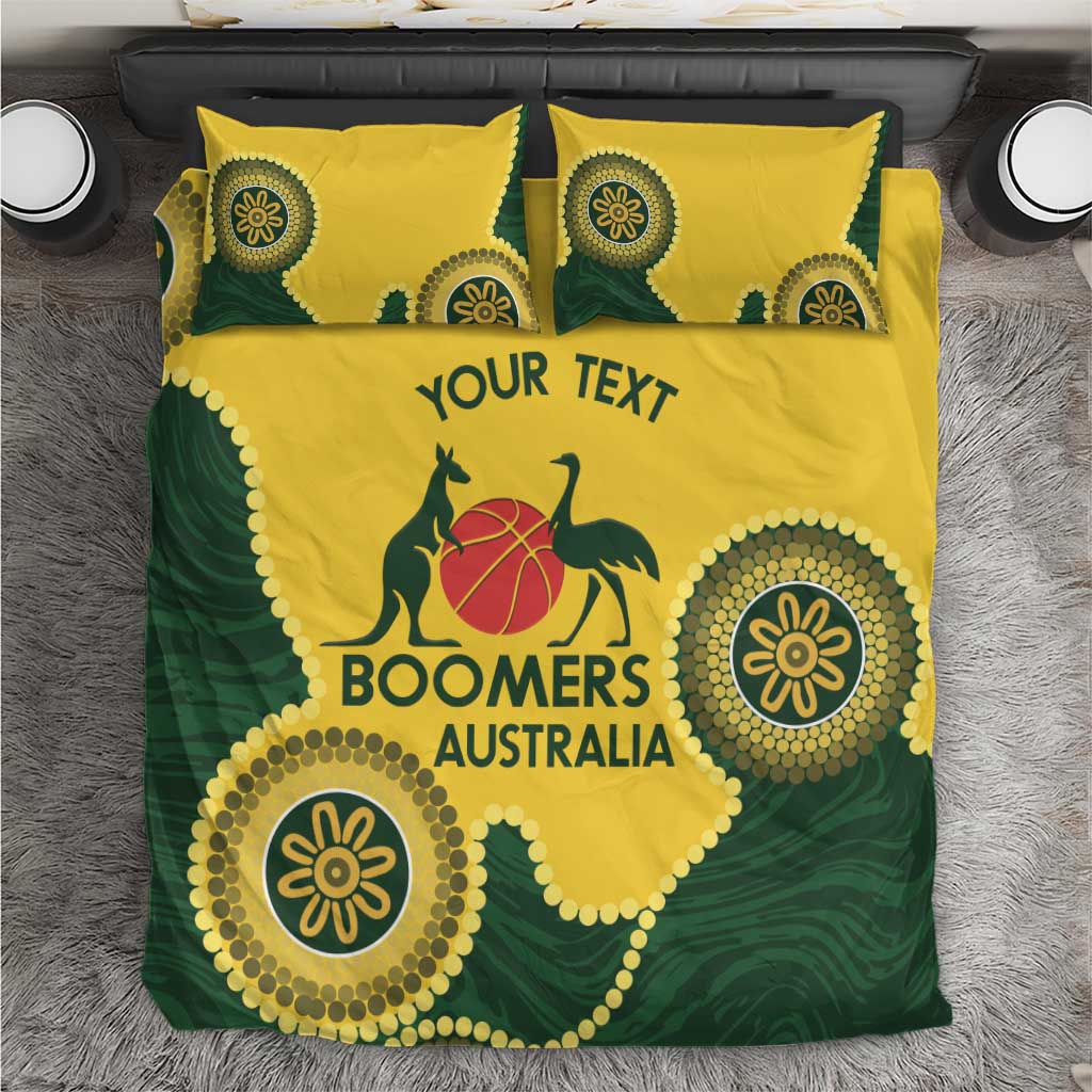 Custom Australia Boomers Bedding Set Aboriginal With Marble Pattern - Yellow