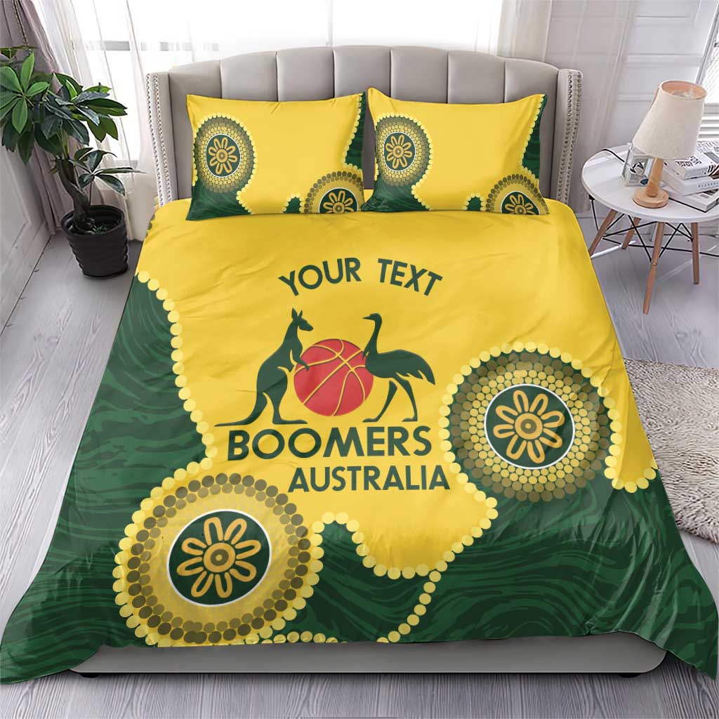 Custom Australia Boomers Bedding Set Aboriginal With Marble Pattern - Yellow