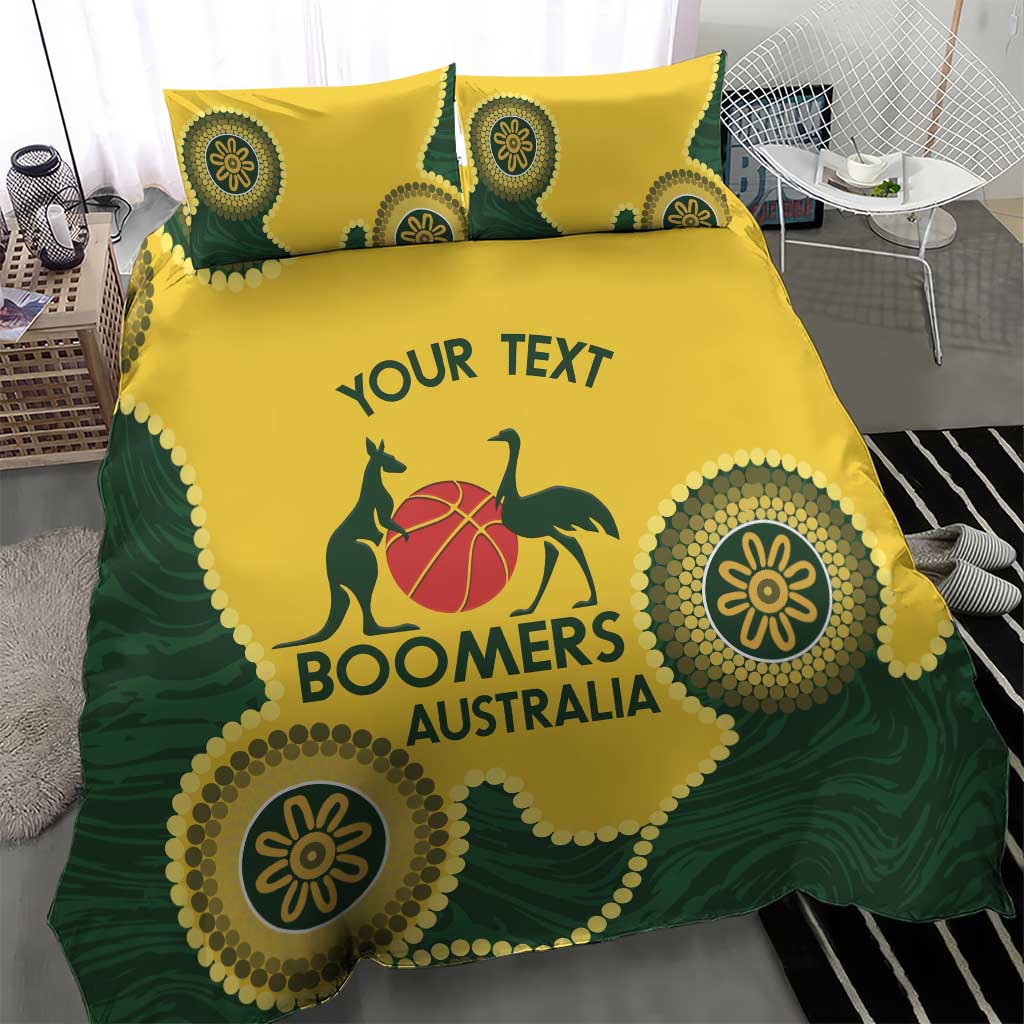 Custom Australia Boomers Bedding Set Aboriginal With Marble Pattern - Yellow