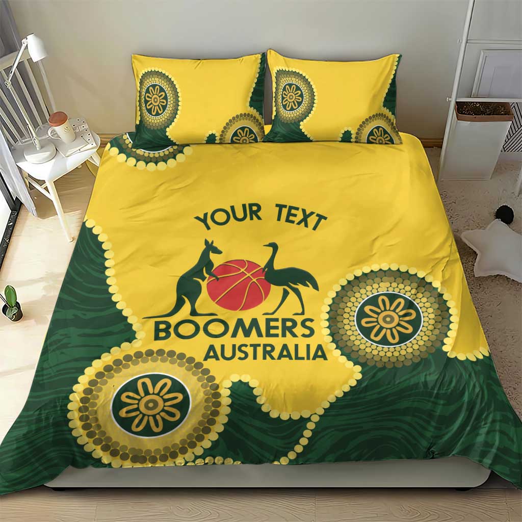 Custom Australia Boomers Bedding Set Aboriginal With Marble Pattern - Yellow