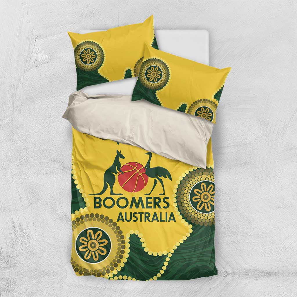 Custom Australia Boomers Bedding Set Aboriginal With Marble Pattern - Yellow