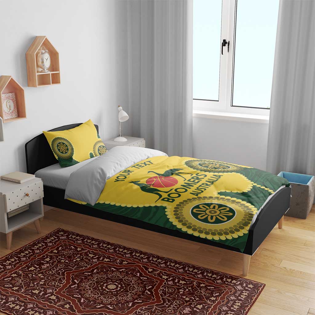 Custom Australia Boomers Bedding Set Aboriginal With Marble Pattern - Yellow