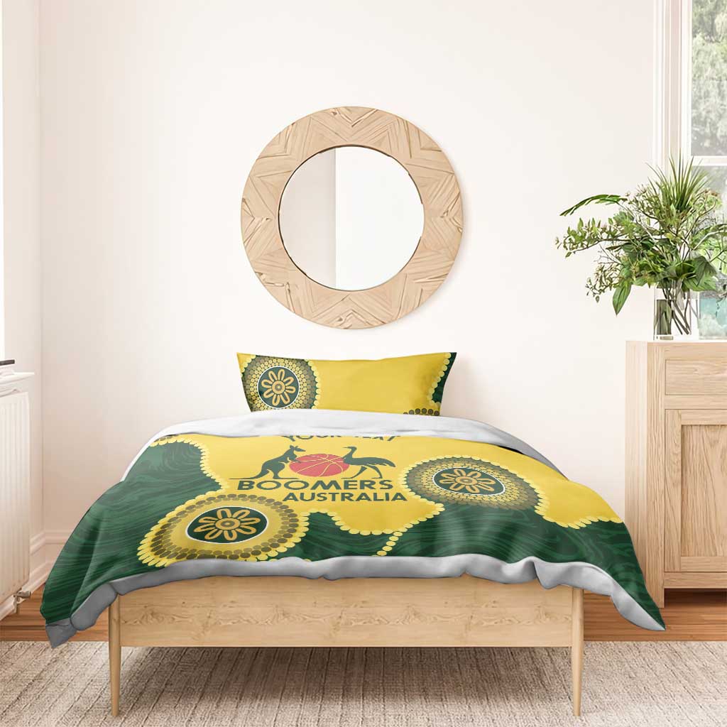 Custom Australia Boomers Bedding Set Aboriginal With Marble Pattern - Yellow